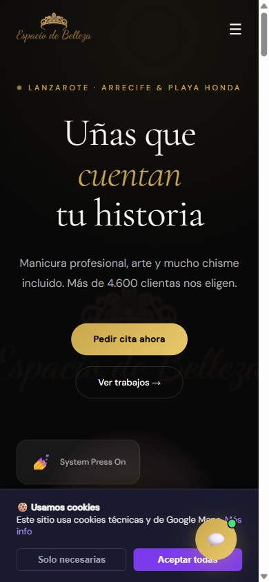 Web de Espacio de Belleza — Manicura y Uñas en Arrecife, Lanzarote